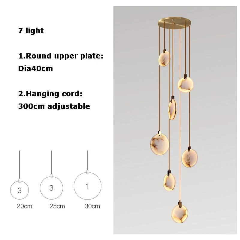 DecorBites™ 2025 Art Deco Marble Golden Lustre LED Chandelier Lighting