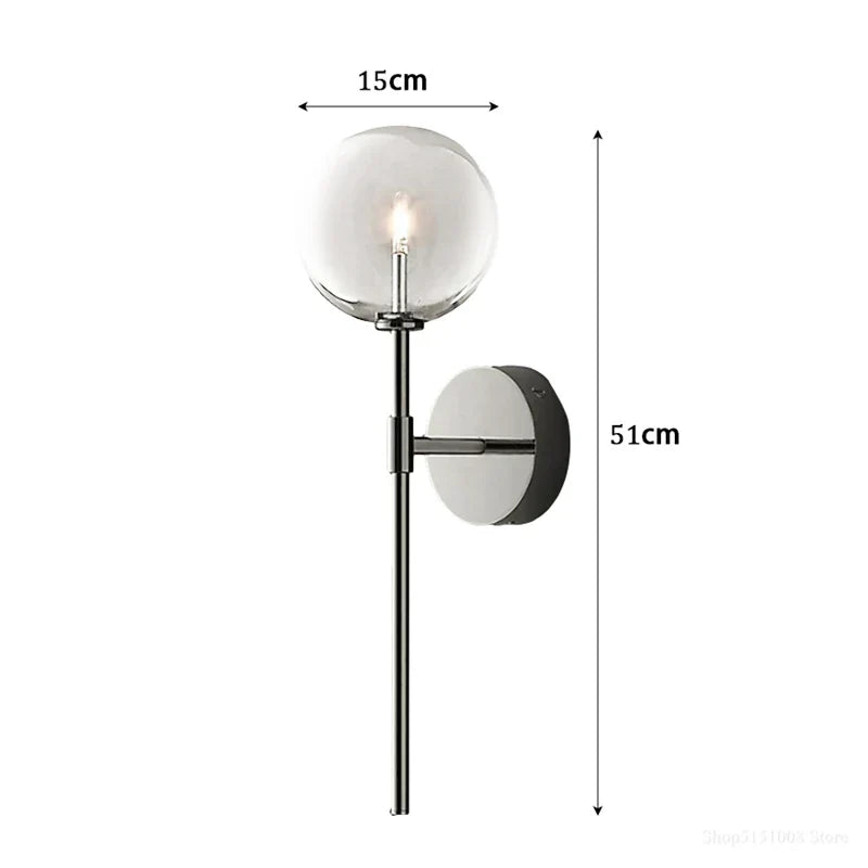 DecorBites™ Clear Glass Ball Long Wall Sconce - Retro Style for Living Room, Bedroom, Kitchen
