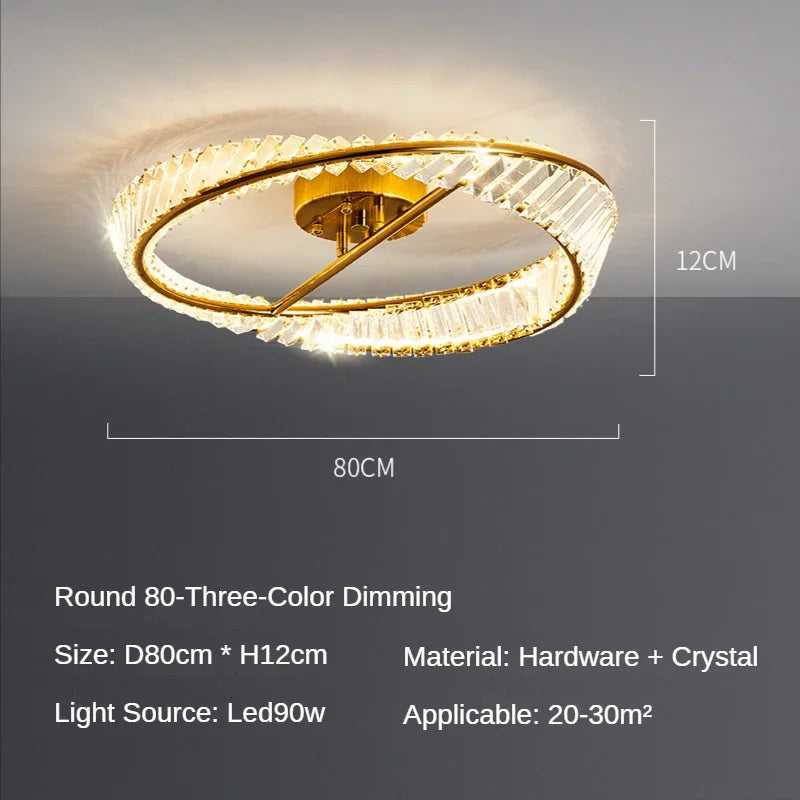 Lámpara de techo de cristal DecorBites™: Anillos modernos, luz LED brillante para comedor