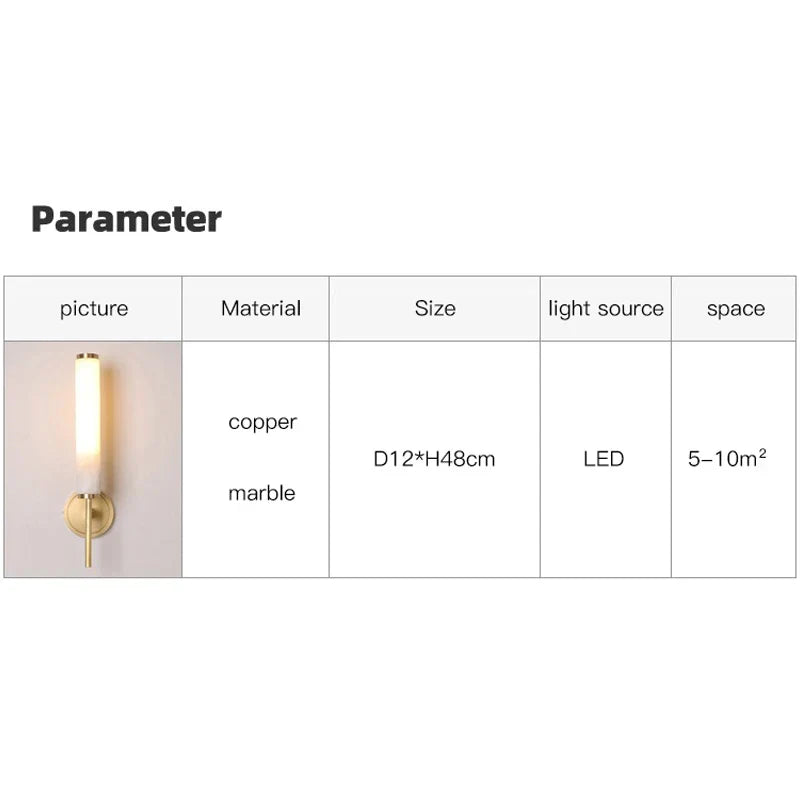 DecorBites™ Elegant Marble Copper Wall Sconce for Living Room and Bedroom Lighting