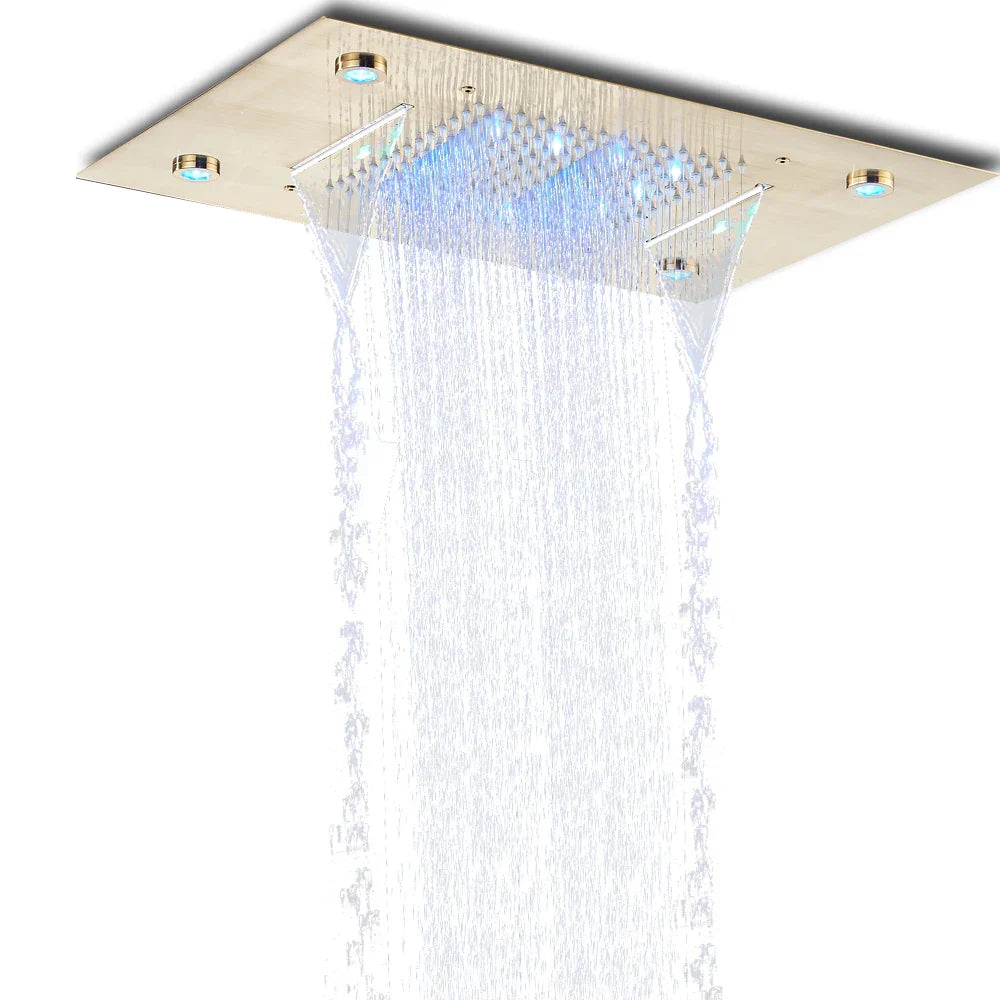 DecorBites™ LED Rain Waterfall Shower Head with Remote Control and Color-changing LED - 50*35CM Square