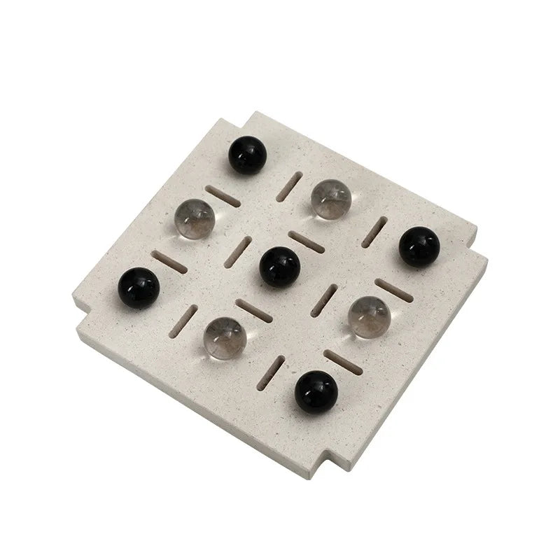 ديكور بايتس™ - مجموعة شطرنج هندسية من الخرز الزجاجي - تماثيل ديكور منزلي - زينة رخامية