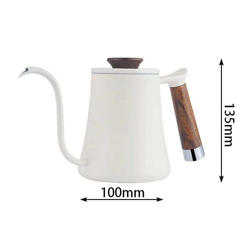 DecorBites™ Gooseneck Pour Over Kettle with Wooden Handle - Coffee Accessories