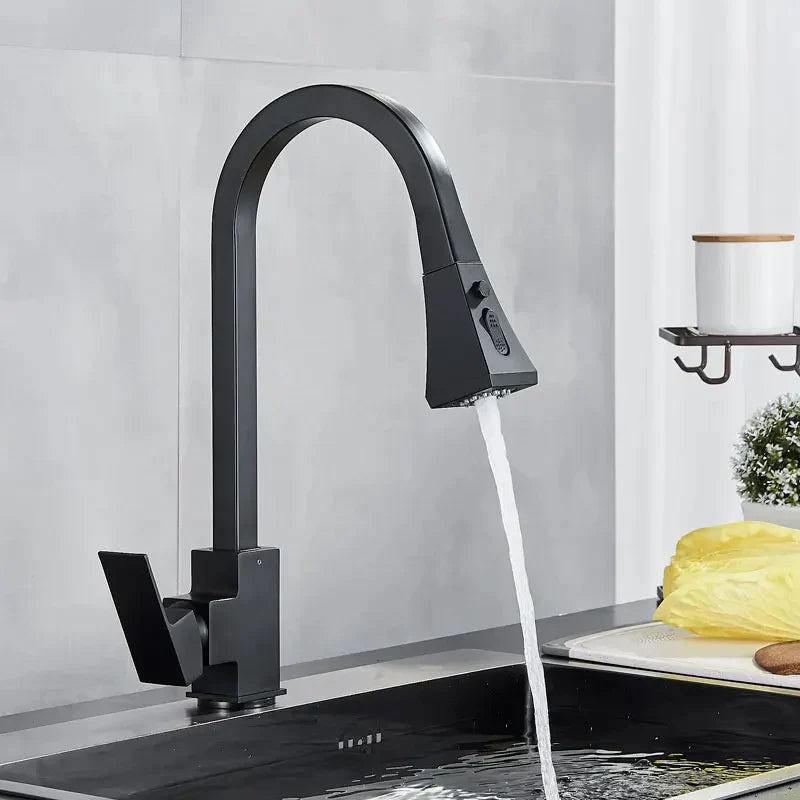 DecorBites™ Gold Single Handle Kitchen Faucet: Hot and Cold Water Tap