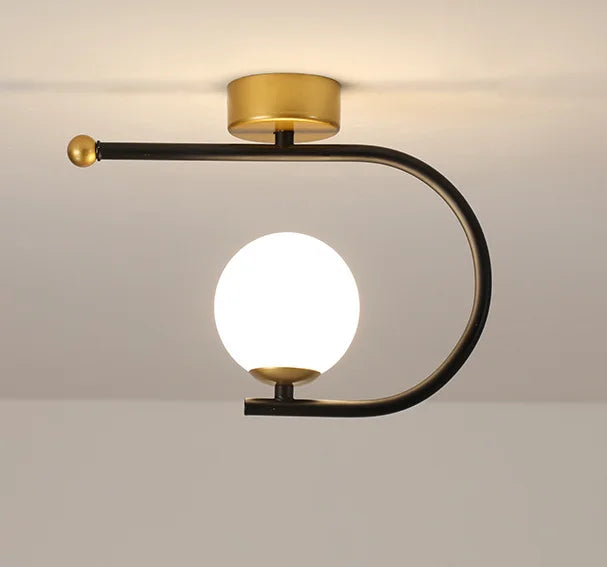 DecorBites™ Gold Glass LED Ceiling Light Simple Home Decor Living Room Bedroom Fixture