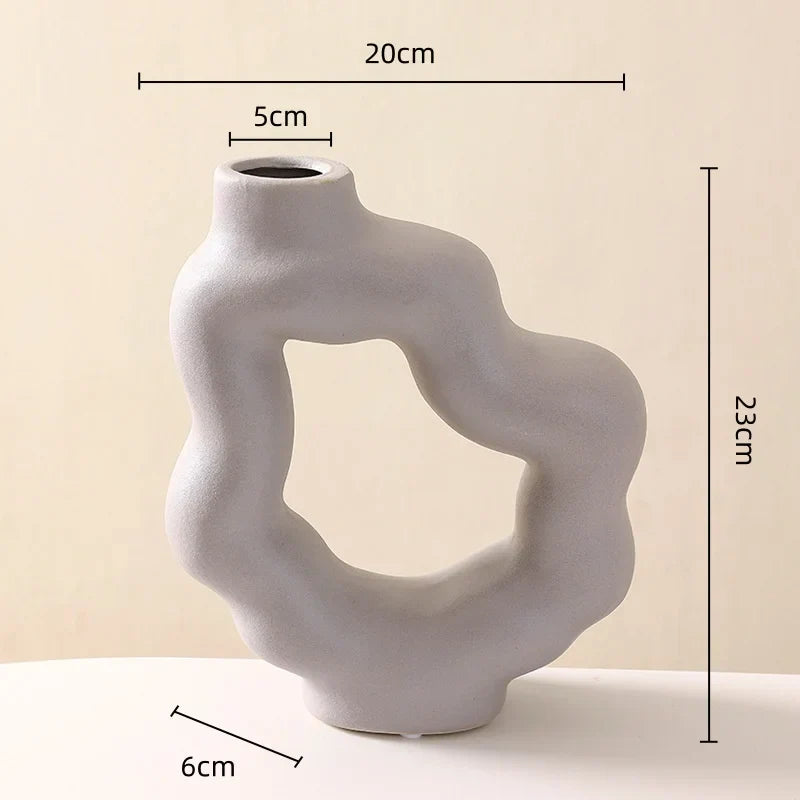 DecorBites™ Geometric Ceramic Flower Vase for Stylish Home Decor & Flower Arrangement