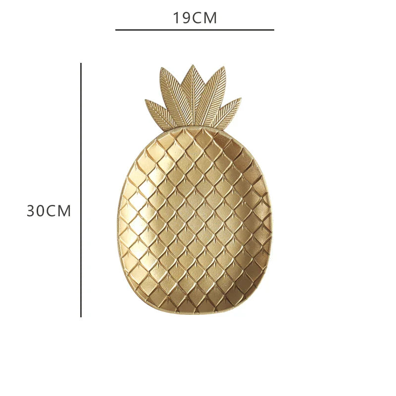 DecorBites™ Leaf Shape Gold Paint Wooden Tray 14.5x40cm - Modern Decorative Tableware