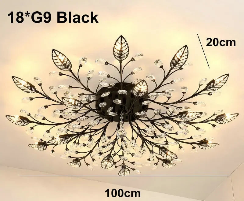 DecorBites™ Crystal Leaf LED Ceiling Chandelier: Industrial Retro Home Decor Lighting