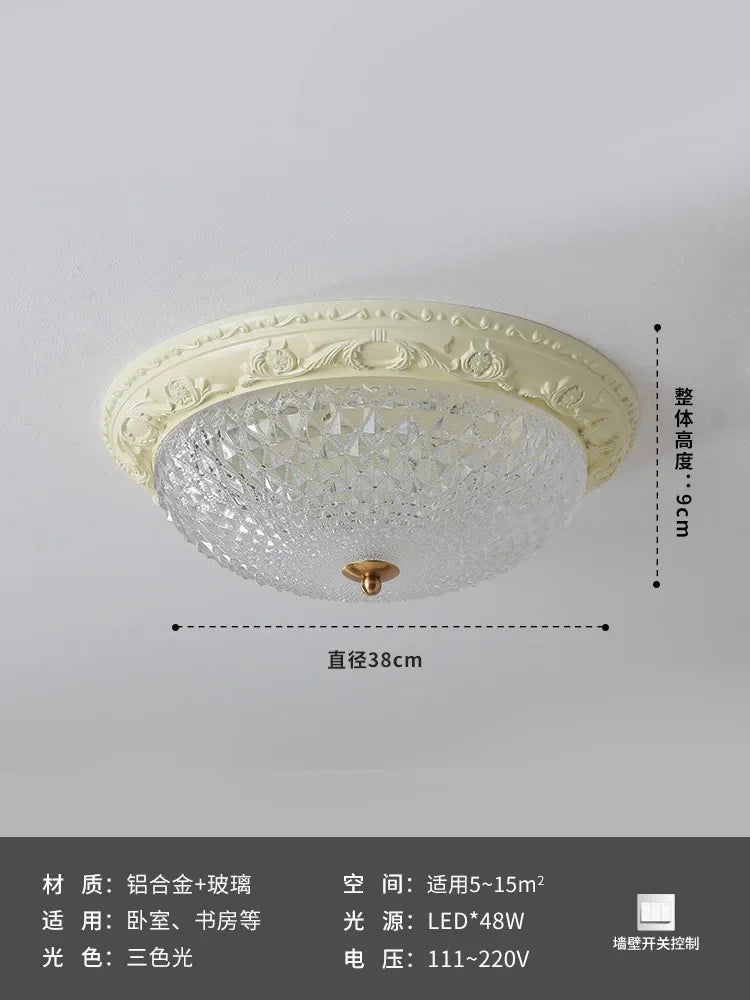 Lámpara de techo DecorBites™ Cream Wind LED de hierro y cristal - Diseño retro, estilo Bauhaus