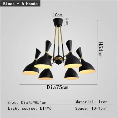 DecorBites™ Nordic LED Multiple Head Chandelier - Black/White Iron Art - Living Room/Bedroom/Kitchen/Hotel