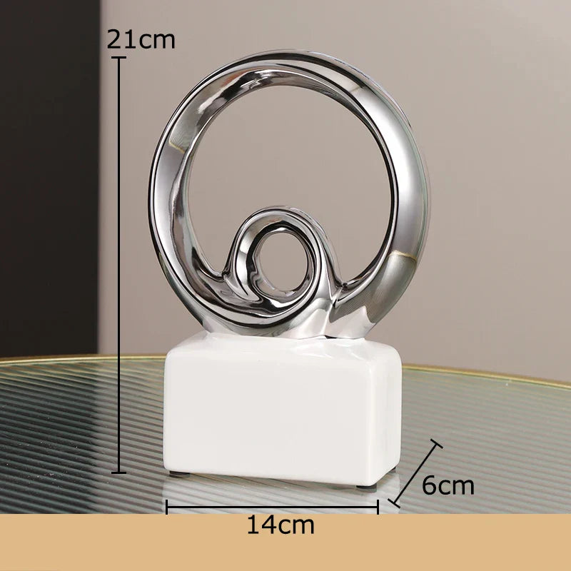 DecorBites™ Gold Chain Abstract Ceramic Statue Desk Decoration Ornaments Sculpture Aesthetics