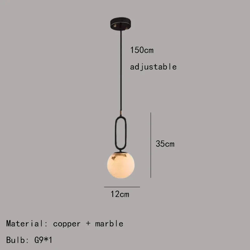 DecorBites™ Brass LED Pendant Lights with Natural Marble Finish and Adjustable G9 Bulb