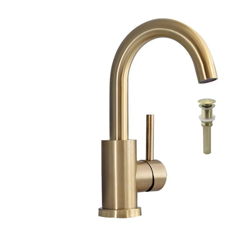 DecorBites™ Brushed Gold Basin Faucet Single Handle Deck Mounted Cold Hot Mixer Tap
