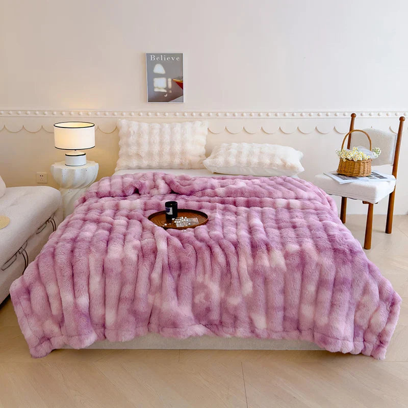 DecorBites™ Gradient Grey Cashmere Fleece Winter Blanket