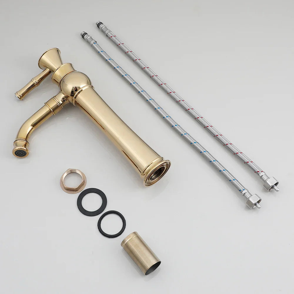 DecorBites™ Golden Ceramic Bathroom Basin Set with Gold Faucet and Mixer Taps