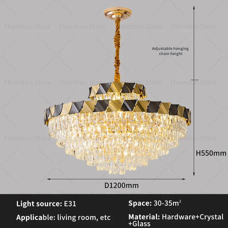 DecorBites™ Crystal Chandelier: High-End Luxury Lighting for Living Room, Restaurant & More