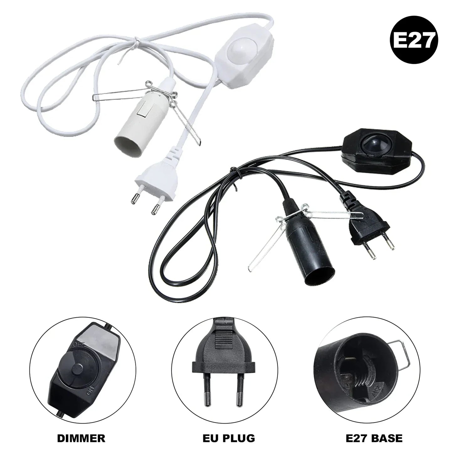 DecorBites™ Decorative Lamp Cord with Dimmer Switch and E14 E27 Socket