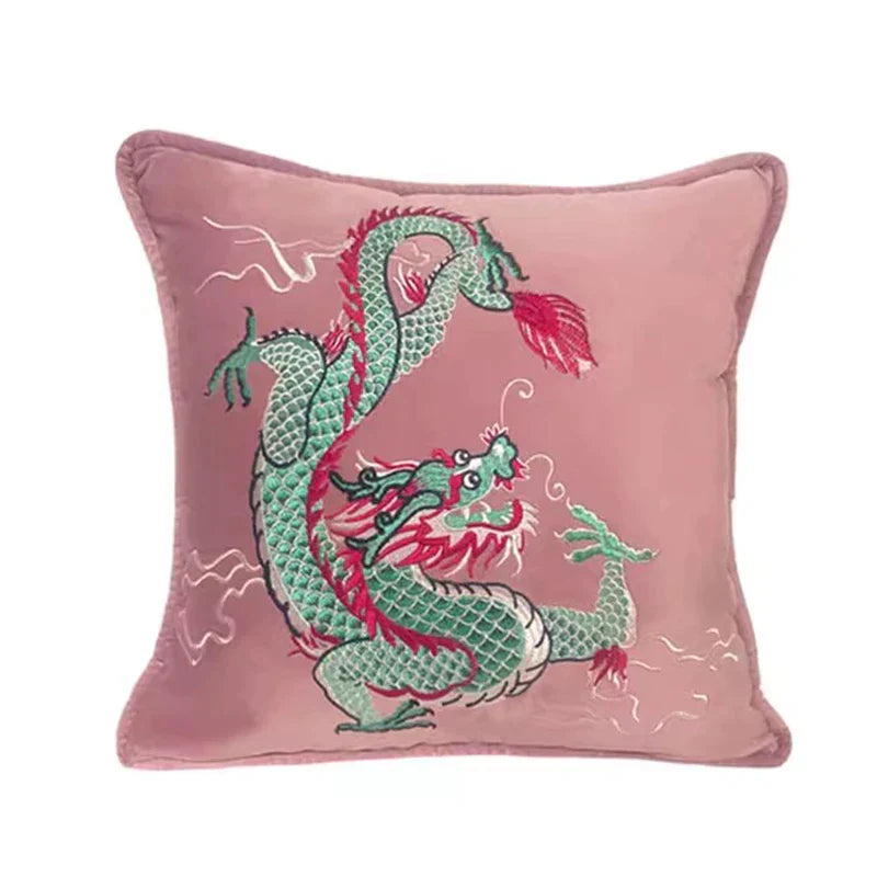 Funda de cojín DecorBites™ Dragon Velvet de 122x122 cm, rosa, decoración para exteriores, para sofá cama