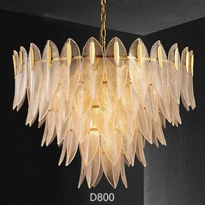 Lámpara colgante LED de lujo DecorBites™ con hojas de cristal para sala de estar moderna