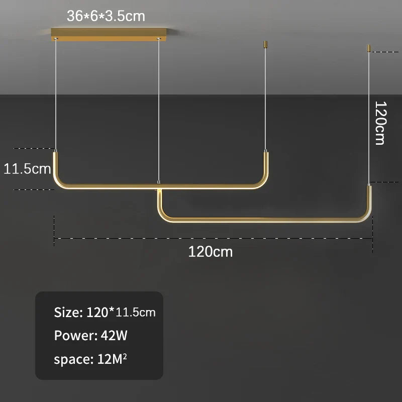 DecorBites™ Black Gold Pendant Chandelier LED Ceiling Lamp for Modern Dining Room and Kitchen