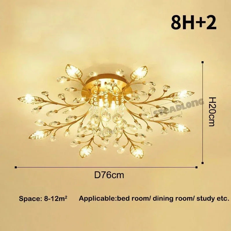 DecorBites™ Crystal Ceiling Chandelier LED Light Fixture for Living Room Bedroom Kitchen