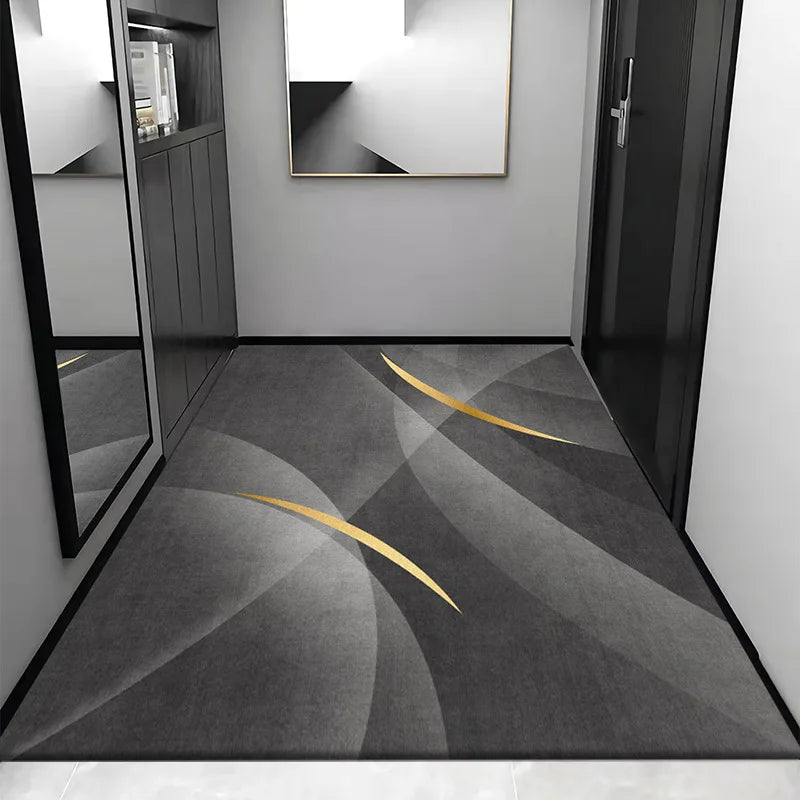 DecorBites™ Grey Crystal Velvet Entrance Rug - Luxe Absorbent, Anti-Slip, Easy-Clean Living Room Carpet