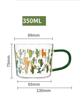 DecorBites™ Cactus Glass Tea Milk Cups With Scale - Coffee Mug Tumbler Water Cups