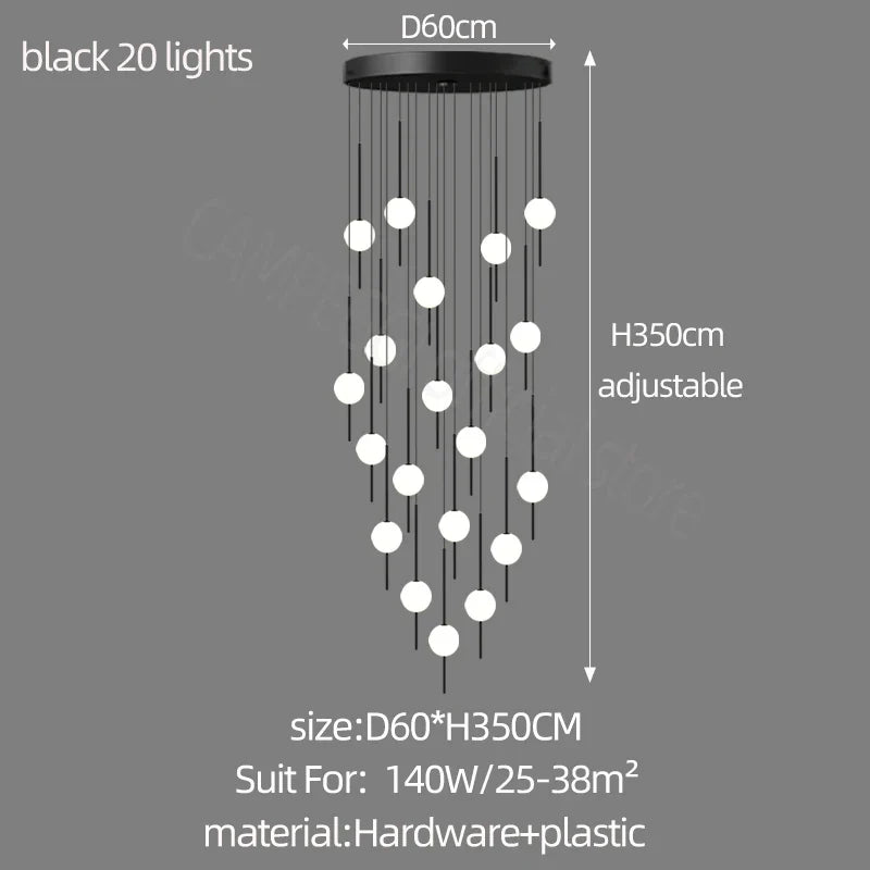 Lámparas de araña LED creativas DecorBites™: Diseño lujoso para salas de estar, grandes luminarias para escaleras