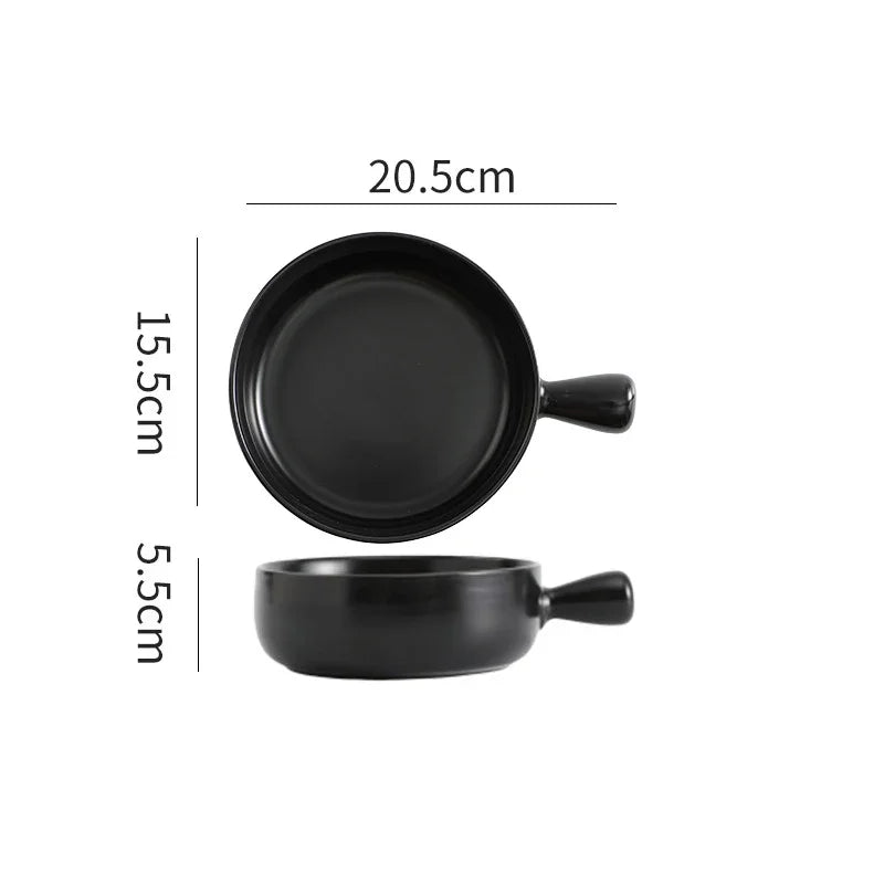 DecorBites™ Ceramic Single Handle Salad Bowl, Microwave Safe for Breakfast, Dessert, Soup