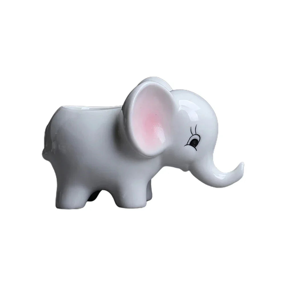 DecorBites™ Elephant Succulent Planter Ceramic Vase Cute Flowerpot Decor Pot