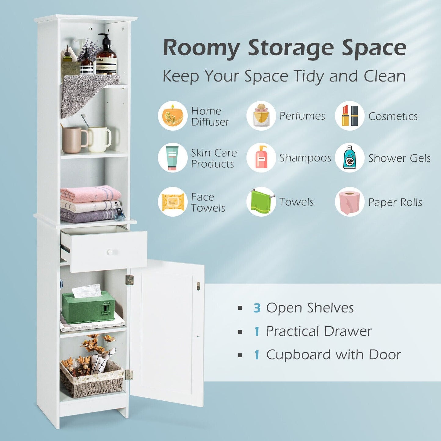 Annalise - Tall Bathroom Cabinets Laundry Room Cabinets