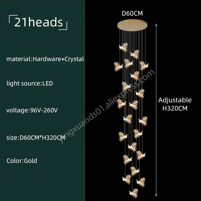 DecorBites™ Crystal Chandelier: Modern Luxury Pendant Lights for Living Room, Staircase, Villa