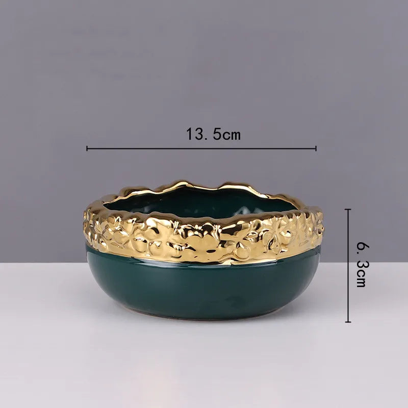 DecorBites™ Golden Edge Succulent Flower Pot Vase - Indoor Ceramic Planter Pot