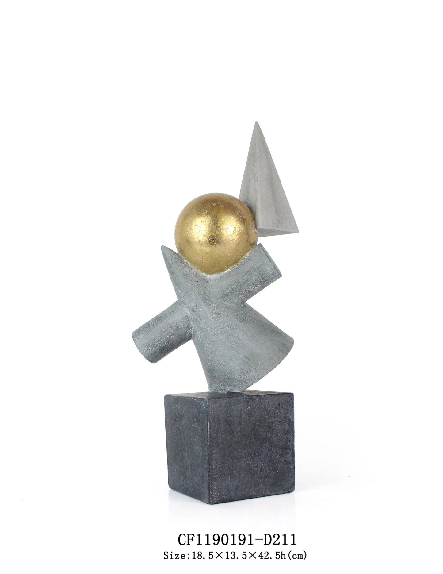 DecorBites™ Escultura abstracta geométrica de bola dorada, estatuas triangulares para decoración del hogar