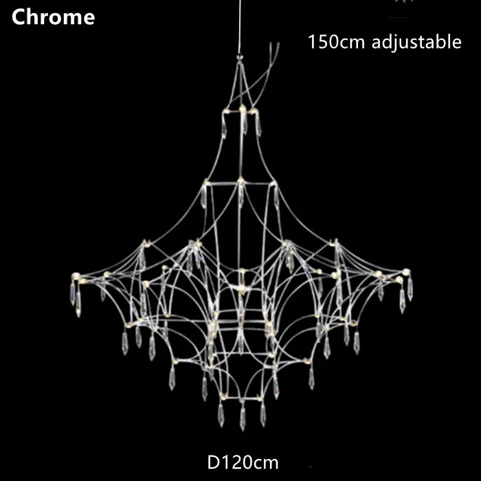 DecorBites™ Golden Lustre Crystal Chandelier for Living Dining Bedroom LED Lights