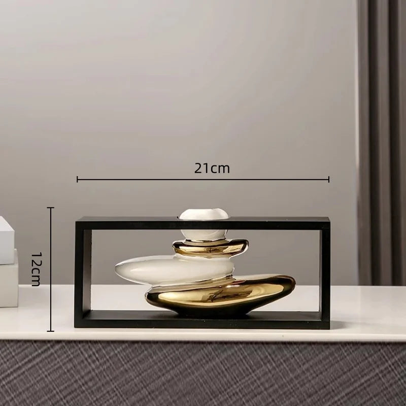 Jarrón apilable DecorBites™ con diseño geométrico dorado de rocalla para decoración del hogar