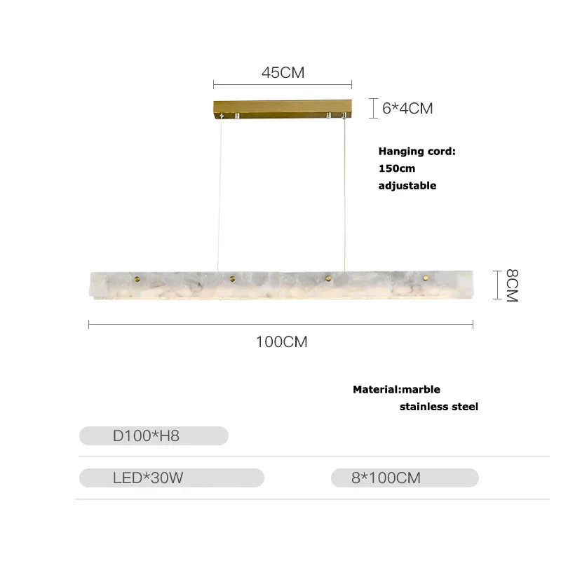 DecorBites™ Art Deco Marble Steel Chandelier: Modern LED Black Gold Lighting for Dinning Room