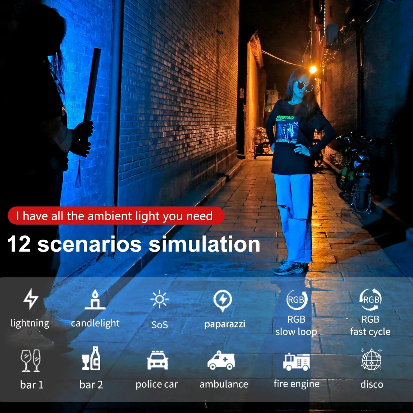 DecorBites™ LED Light Wand RGB Stick with Tripod Remote Control Handheld Lamp