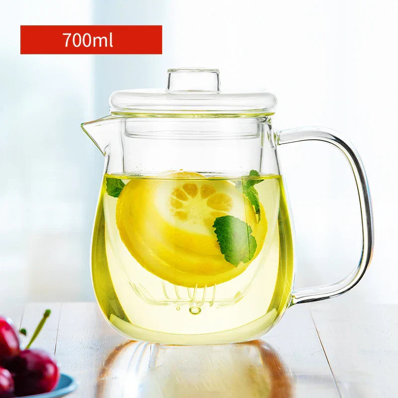 Decorbites™ Glasblumen-Teetasse mit Henkel, Filter und Deckel