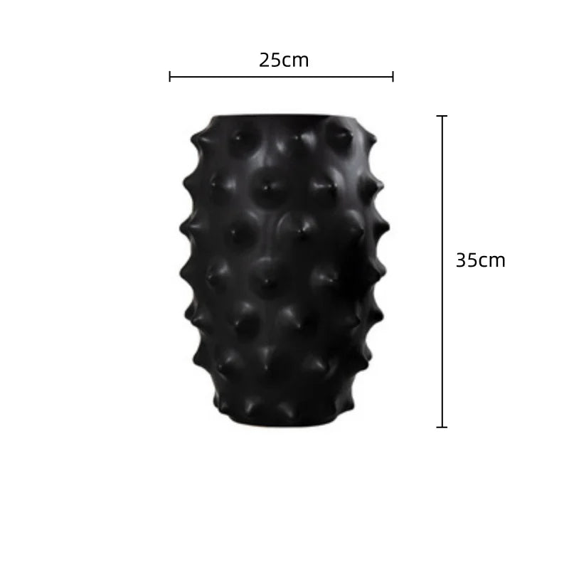 DecorBites™ Black Ceramic Flower Vase Sea Cucumber Pineapple Design Unique Home Decor