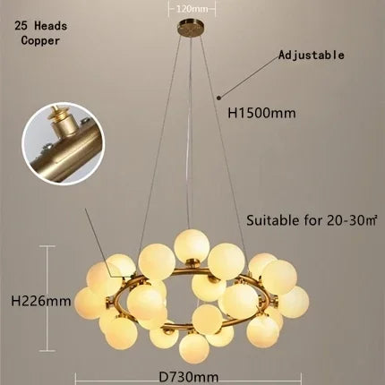 ثريا LED بتصميم كرة زجاجية من DecorBites™ لغرفة المعيشة وغرفة الطعام