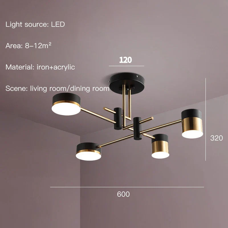 DecorBites™ Black Branch LED Chandelier: Modern Nordic Design for Living Room, Bedroom, Dining Room