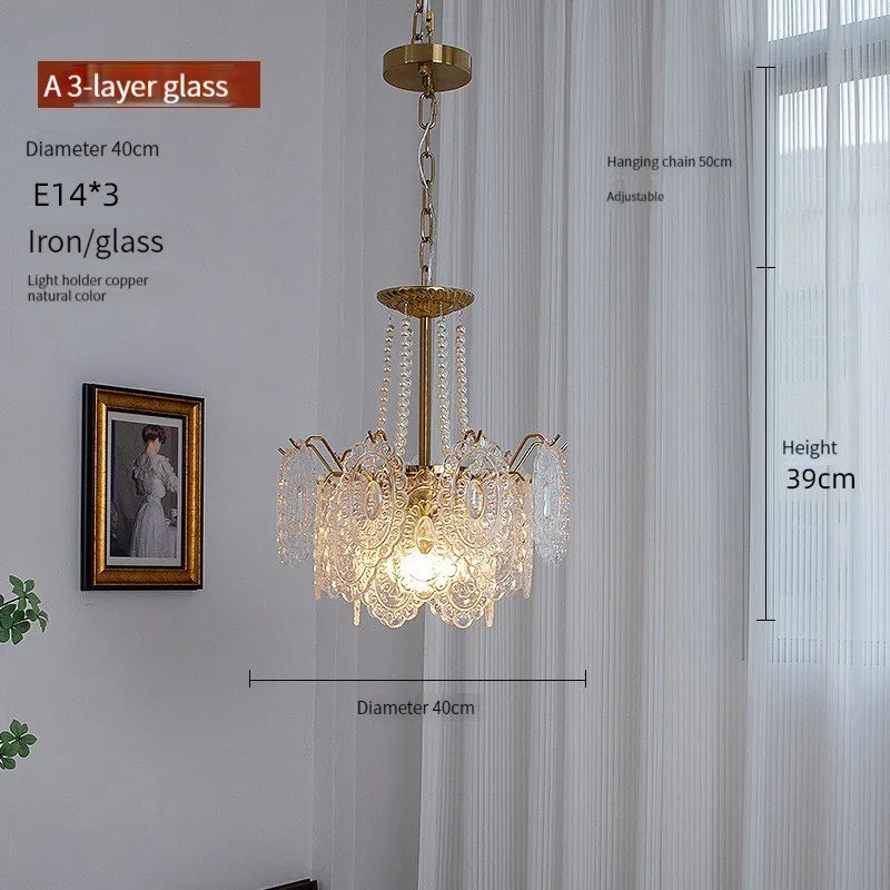 DecorBites™ Clear Glass LED Chandelier: Modern French Style for Living Room, Bedroom, Kitchen.