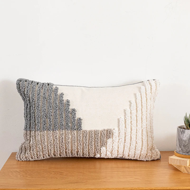 DecorBites™ Boho Style Grey Abstract Cushion Cover for Home Decoration