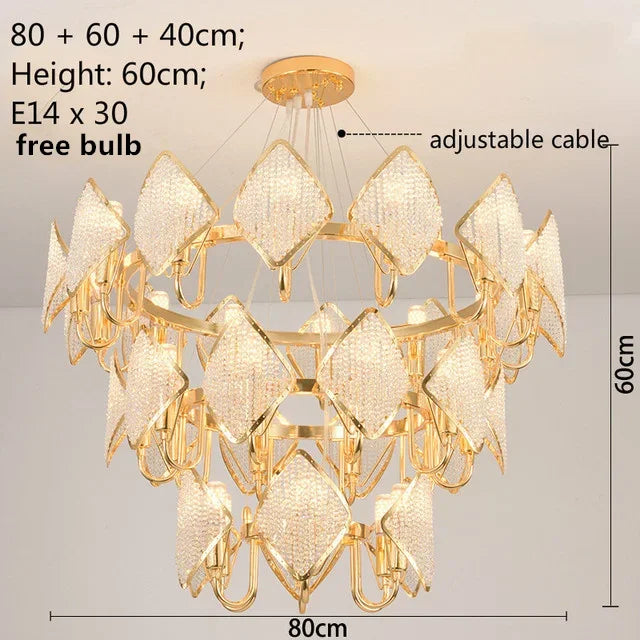 DecorBites™ Crystal Chandelier Pendant Light: Elegant Modern Luxury for Living Room Decor