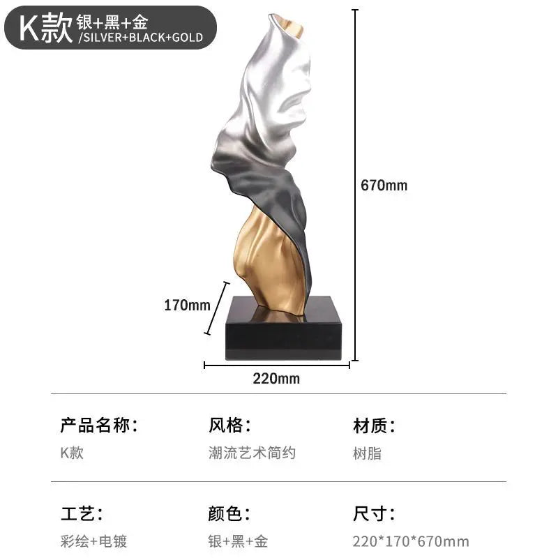 DecorBites™ Abstract Art Ribbon Sculpture for Large Living Room Floor Decoration