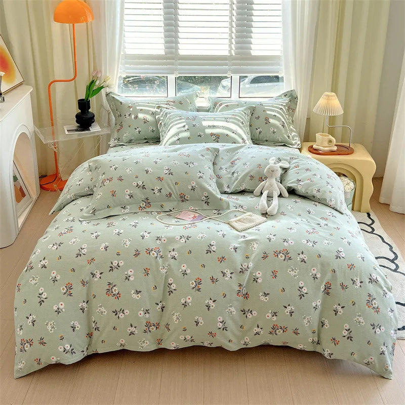 طقم غطاء لحاف مخطط من القطن من DecorBites™ لسرير مفرد مزدوج - خريف وشتاء