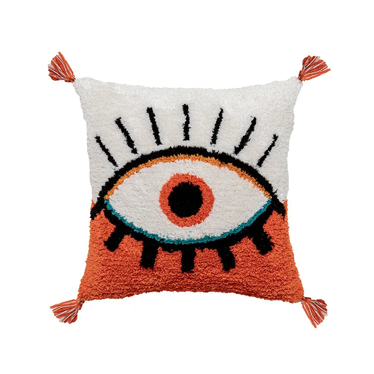 DecorBites™ Boho Big Eye Tufted Cushion Covers with Tassels for Bedroom Living Room