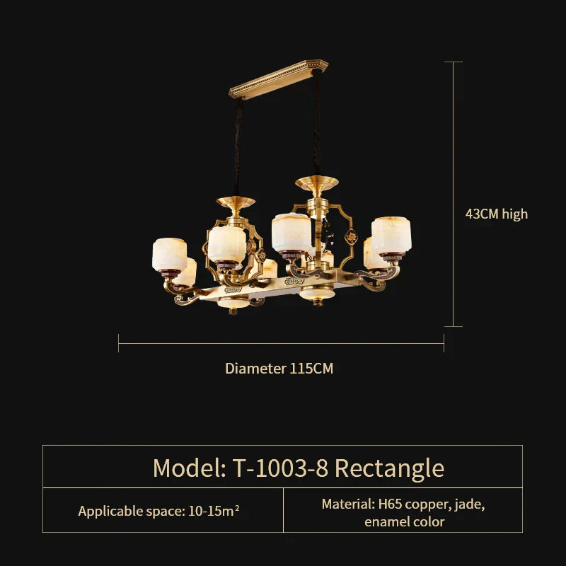 DecorBites™ Jade Zinc Alloy Chandelier for Living Room, Restaurant, Hall - Elegant Chinese Design