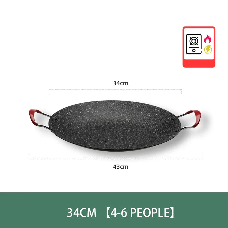 DecorBites™ Korean BBQ Grill Pan: Round Non-Stick Outdoor Frying Pan for Camping & Travel